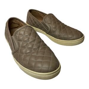 Steve Madden Ecentrcq Womens Tan Quilted Slip On Round Toe Sneaker Flats 9